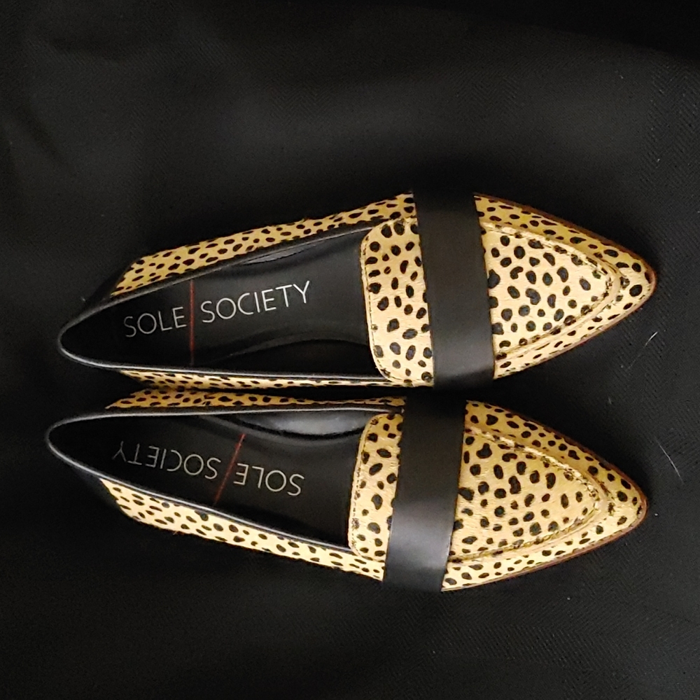 Size 8 1/2 Soul Society, real fur, cheetah print loafer. Never worn.